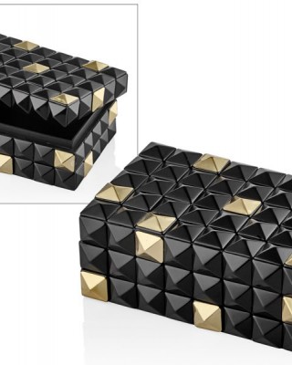 ALTIN SİYAH ELMAS PİRİNÇ REÇİNE DİKDÖRTGEN KUTU  20x13x8 cm