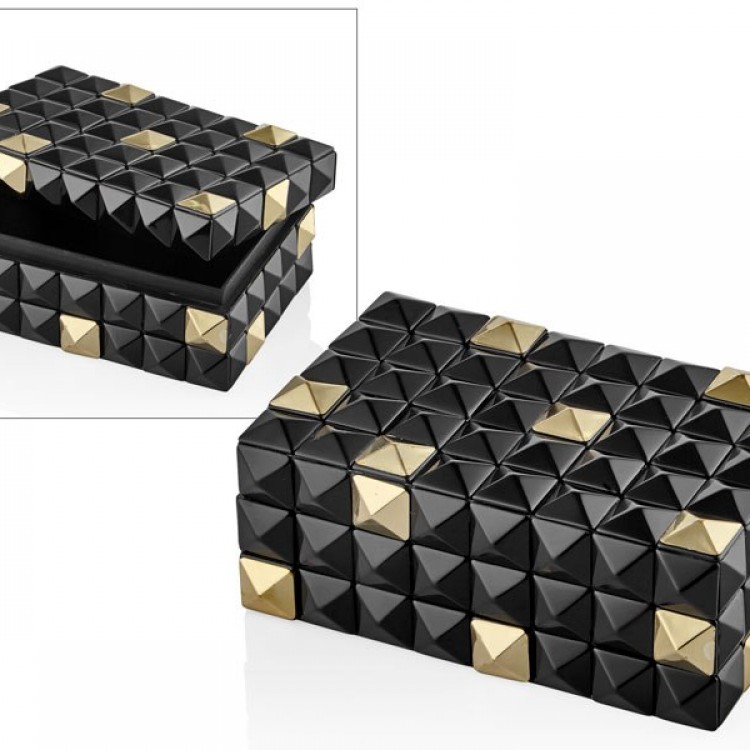 ALTIN SİYAH ELMAS PİRİNÇ REÇİNE DİKDÖRTGEN KUTU  20x13x8 cm