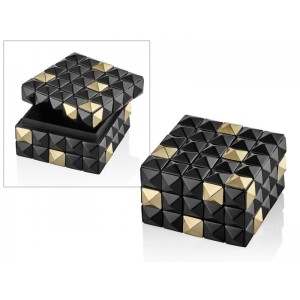 ALTIN SİYAH ELMAS PİRİNÇ REÇİNE DİKDÖRTGEN KUTU  13x13x8 cm
