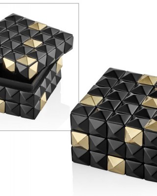 ALTIN SİYAH ELMAS PİRİNÇ REÇİNE DİKDÖRTGEN KUTU  13x13x8 cm