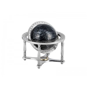 ARMILLARY WITH GLOBE AND COMPASS NICKEL BLACK 16,5X16,5X17 CM