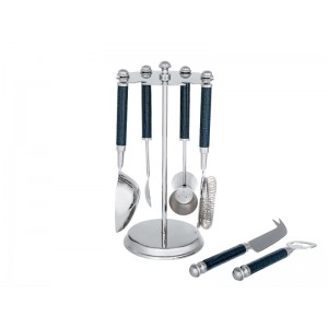 BLUE CROCO LEATHER BARTOOL SET 14X14X27,5 CM