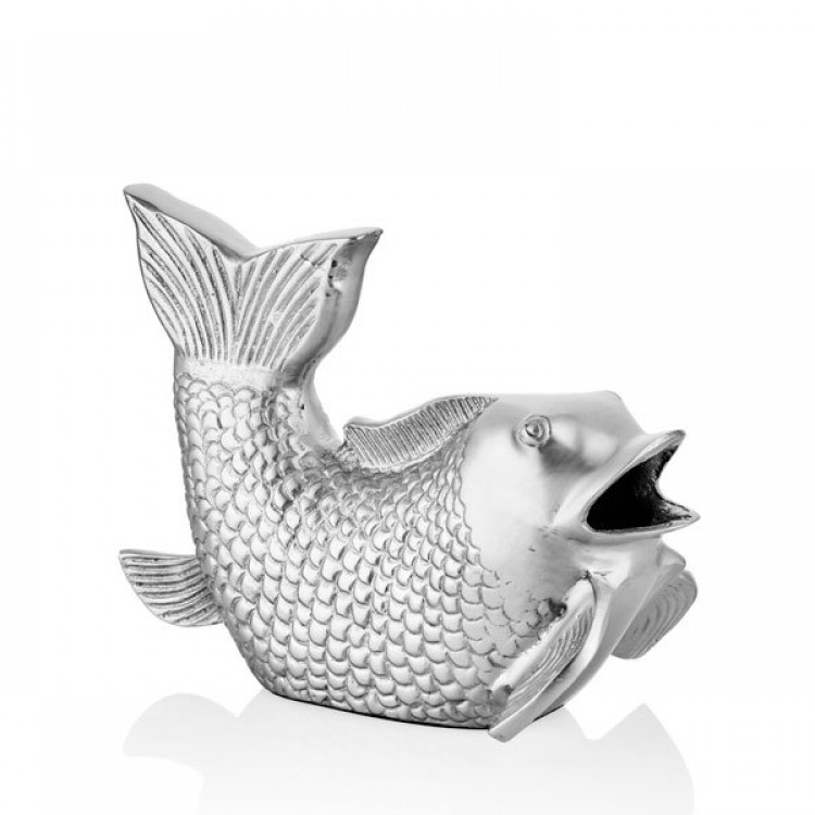 BALIK HEYKELİ - CURVED SILVER FISH 25X13X20 CM