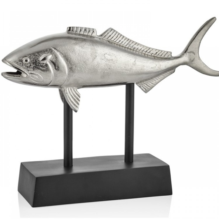 BALIK HEYKELİ - FISH BRUSHED CHROME 10X42X32cm