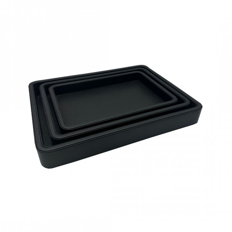 SİYAH OLYMPIA HAKİKİ DERİ ORTA BOY TEPSİ 30x41x5