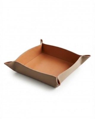 DERİ TABAK İKİ RENK TAUPE TERRACOTTA 20x20cm