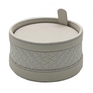 8Lİ KUTULU BEYAZ DERİ BARDAK ALTLIĞI SETİ