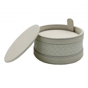 8Lİ KUTULU BEYAZ DERİ BARDAK ALTLIĞI SETİ