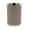TAUPE RENK DERİ KAPLI PARLAK KROM  DÖNER KAPAKLI ÇÖP KOVASI Çap 17.5 x 25h cm