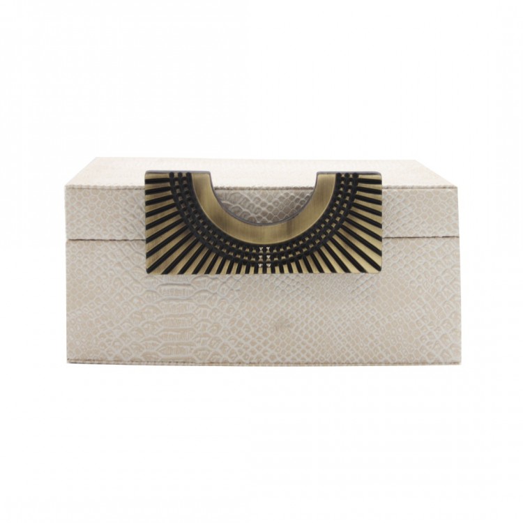 İKİLİ  ANTİK METAL AKSESUAR DETAYLI KROKODİL DERİ DEKORATİF KUTU