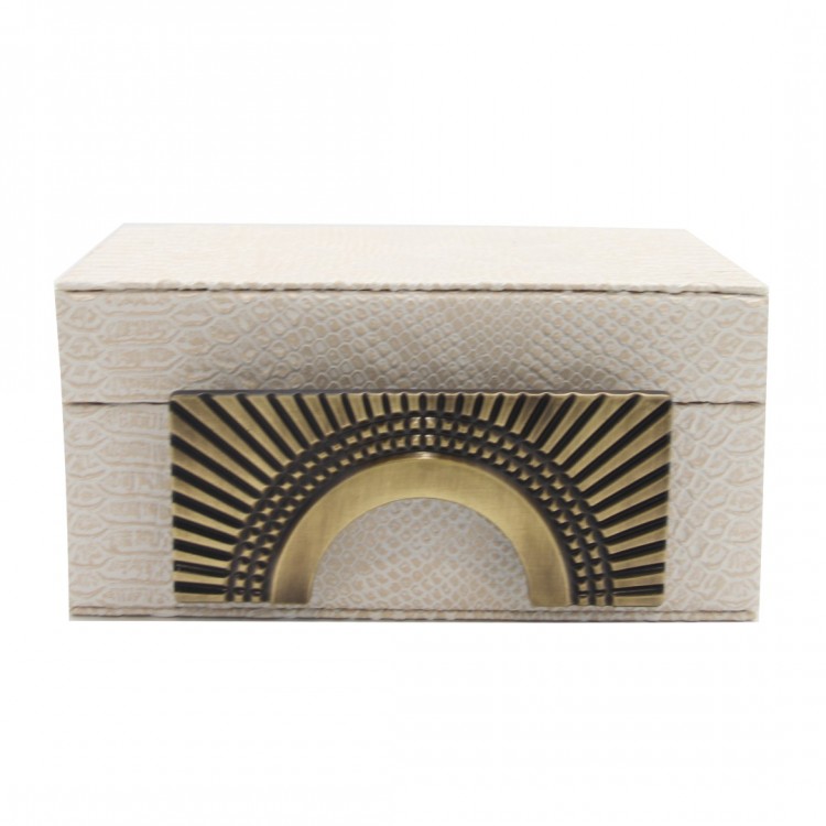 İKİLİ  ANTİK METAL AKSESUAR DETAYLI KROKODİL DERİ DEKORATİF KUTU