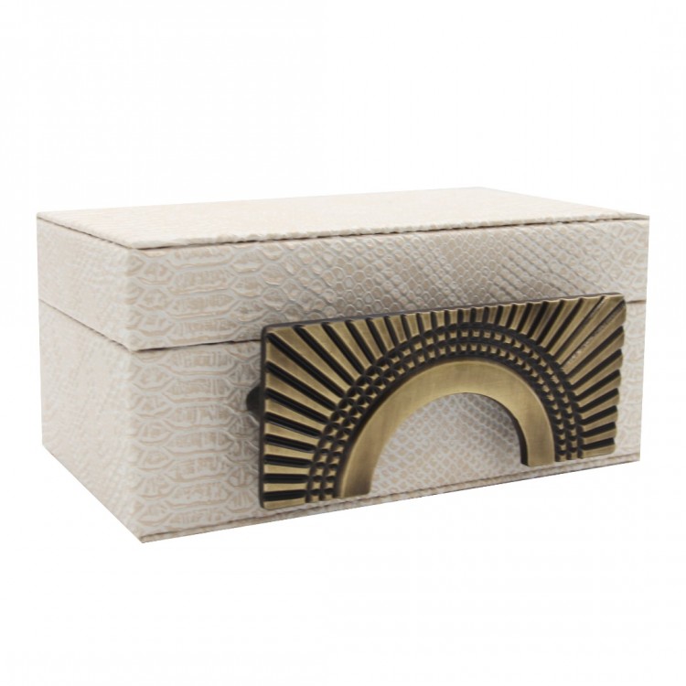 İKİLİ  ANTİK METAL AKSESUAR DETAYLI KROKODİL DERİ DEKORATİF KUTU