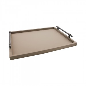 TAUPE RENK DIAMOND MODEL BÜYÜK BOY DERİ TEPSİ 28x40