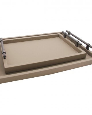 TAUPE RENK DIAMOND MODEL BÜYÜK BOY DERİ TEPSİ 28x40