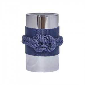 LACİVERT HALATLI TEZGAH ÜSTÜ  PARLAK KROM YUVARLAK DİŞ FIRÇALIK R:6 H:11 cm