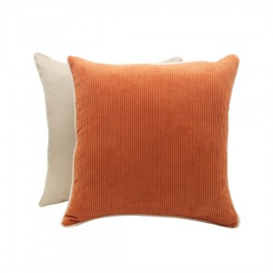 TURUNCU FİTİLLİ KADİFE KUMAŞ İÇ MEKAN DEKORATİF YASTIK