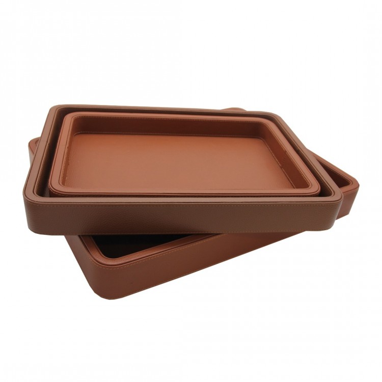 KAHVERENGİ OLYMPIA HAKİKİ DERİ BÜYÜK BOY TEPSİ 35x47x6