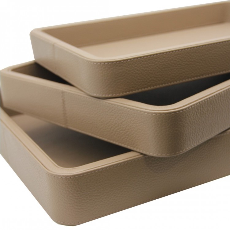 TAUPE  OLYMPIA HAKİKİ DERİ ORTA BOY TEPSİ 30x41x5