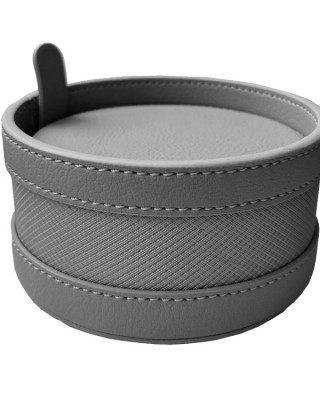 8Lİ KUTULU GRİ SPRADLING DERİ BARDAK ALTLIĞI SETİ