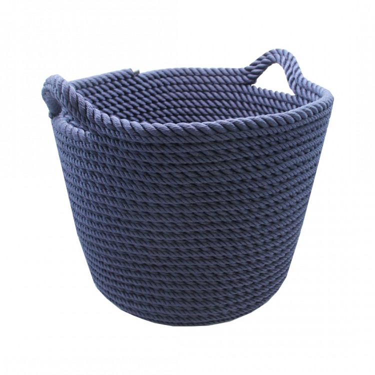 HALATLI LACİVERT YUVARLAK SEPET 38cm çap x 42cm h