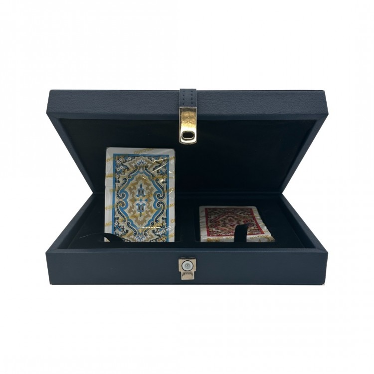 DERİ KUTULU OYUN KARTI SETİ LACİVERT