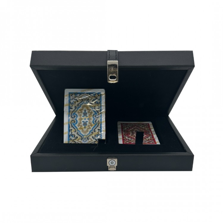 DERİ KUTULU OYUN KARTI SETİ SİYAH