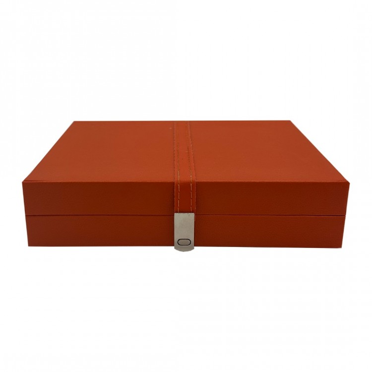 DERİ KUTULU OYUN KARTI SETİ TURUNCU