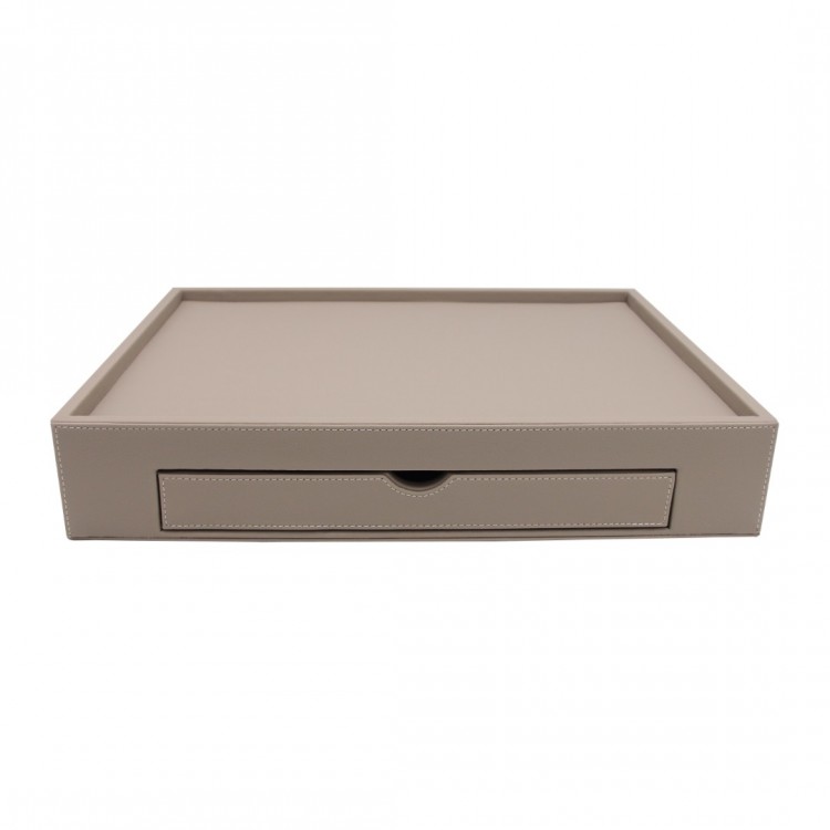 DERİ NESPRESSO TEPSİSİ TAUPE DERİ 45X35X8cm