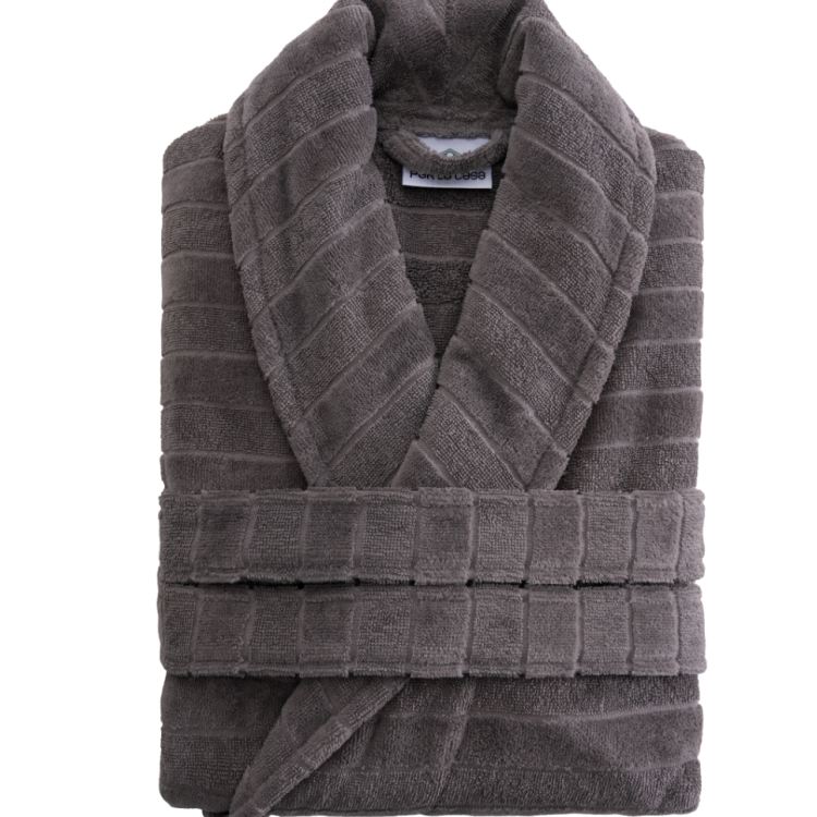 COOL GREY 380GSM GRİ ÇİZGİ JAKARLI BORNOZ