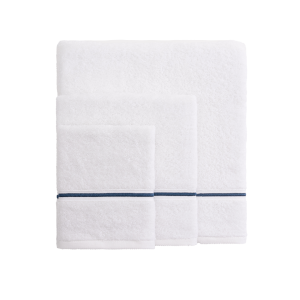 500GSM BEYAZ TEK SIRA LACİVERT PİKOLU PİKOLU HAVLU 30x50cm