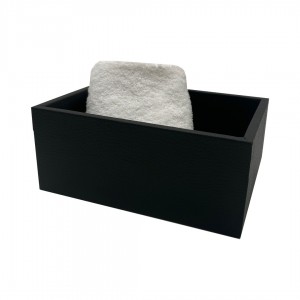 SİYAH SPRADLING DERİ HAVLULUK-DERİ KUTU 20x14x9cm