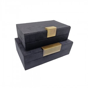 İKİLİ METAL AKSESUAR DETAYLI SİYAH DEKORATİF KUTU