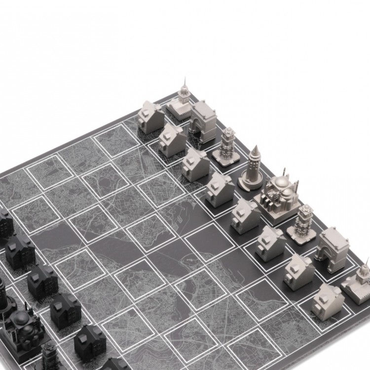 SKYLINE CHESS ISTANBUL EDITION PASLANMAZ ÇELİK HEDİYE KUTULU SATRANÇ TAKIMI