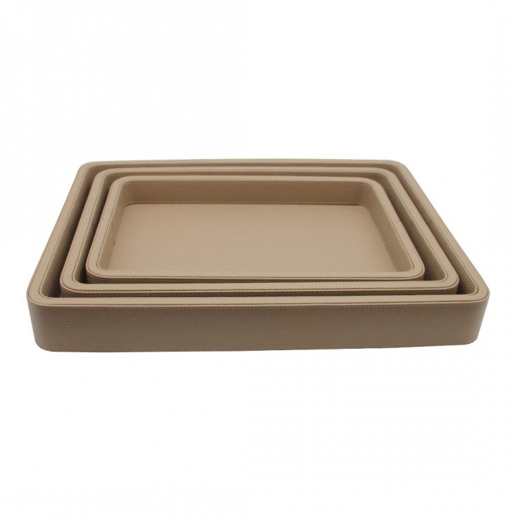 TAUPE  OLYMPIA HAKİKİ DERİ ORTA BOY TEPSİ 30x41x5