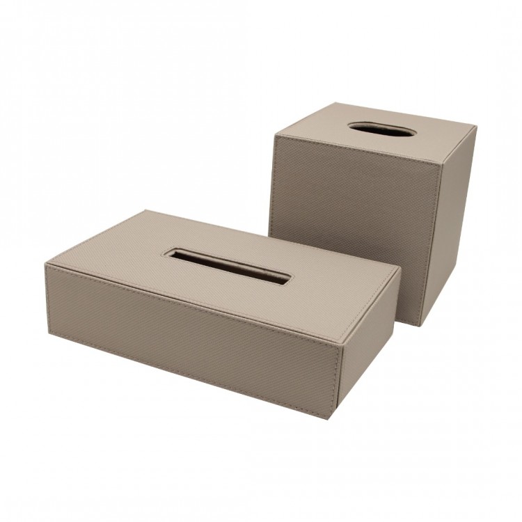 TAUPE DIAMANTE DERİ MENDİL SELPAK KUTUSU 26x14x7h cm
