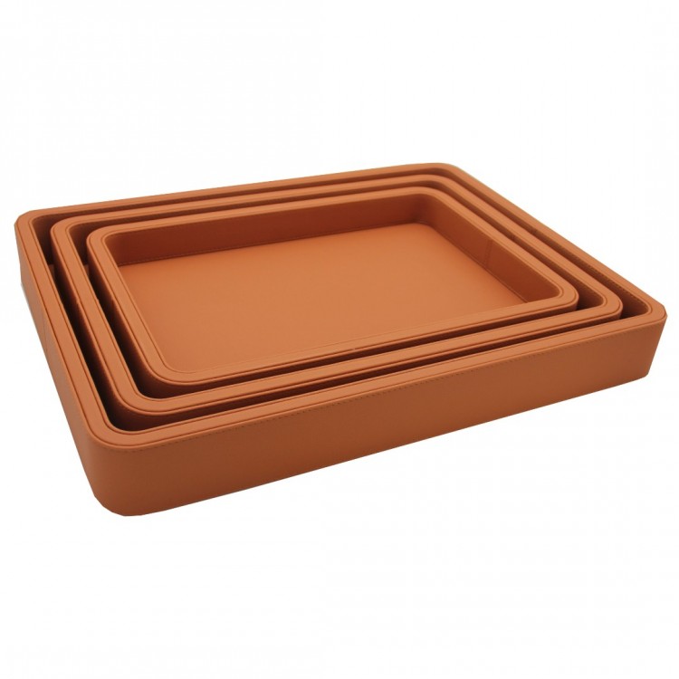 OLYMPIA TABA TERRACOTTA ORTA BOY DERİ TEPSİ 30x41x5