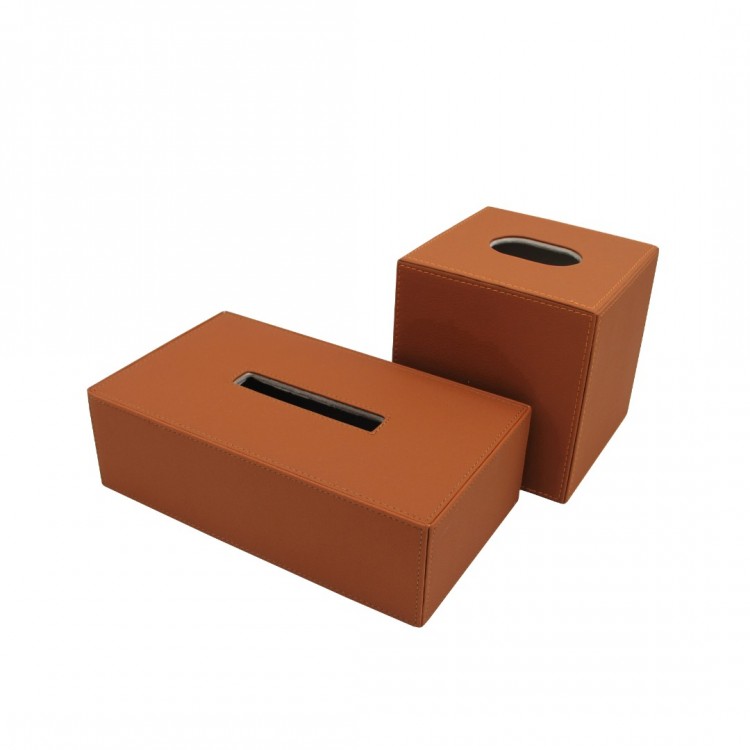 TERRACOTTA  DERİ MENDİL KUTUSU