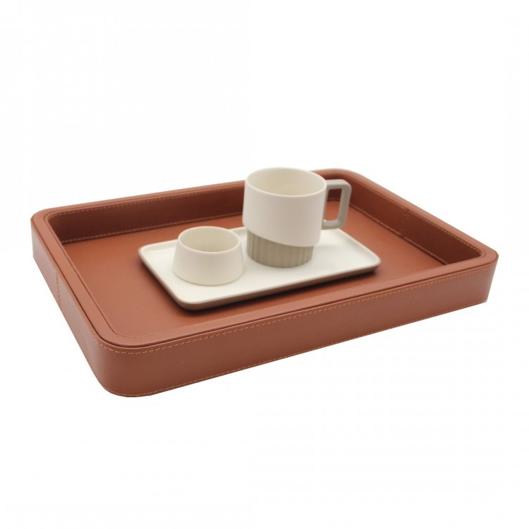 KAHVERENGİ OLYMPIA HAKİKİ DERİ BÜYÜK BOY TEPSİ 35x47x6