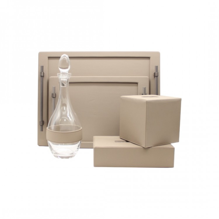 TAUPE RENK PLATIN MODEL KÜÇÜK BOY DERİ TEPSİ 28x40