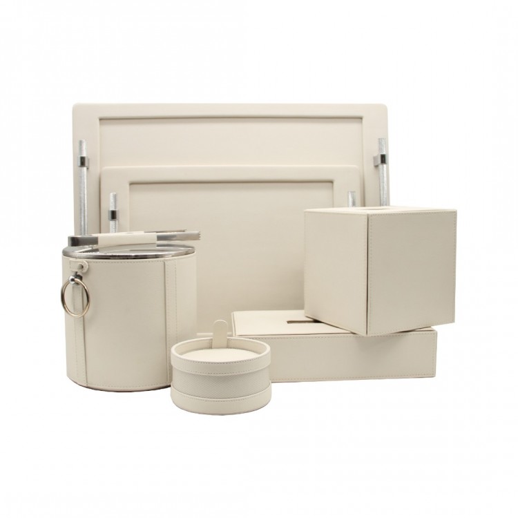 WHITE - BEYAZ RENK PLATIN MODEL BÜYÜK BOY DERİ TEPSİ 38x50