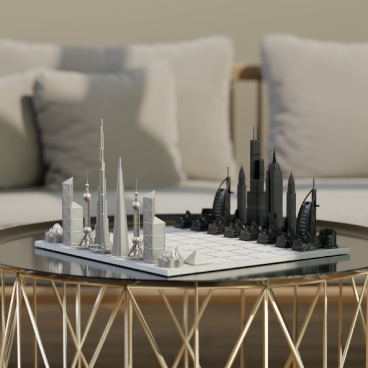 SKYLINE CHESS WORLD ICONS EDITION PASLANMAZ ÇELİK HEDİYE KUTULU SATRANÇ SETİ