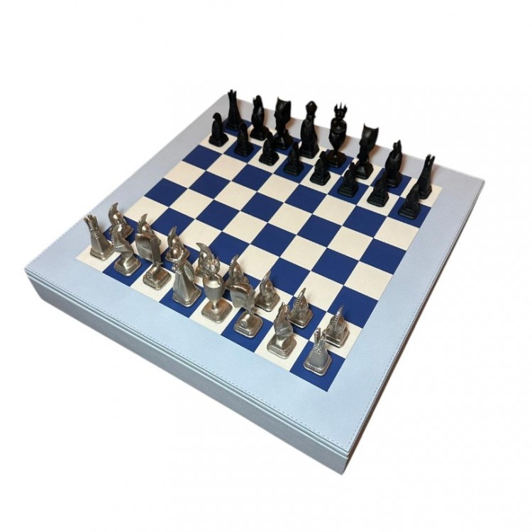 SKYLIGHT DERİ SATRANÇ SETİ - DÖKÜM METAL PİYONLAR