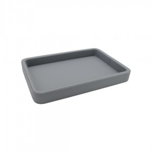 OLYMPIA PLATİN GRİ  KÜÇÜK BOY DERİ TEPSİ 25x36x4