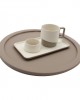 TAUPE SPRADLING DERİ YUVARLAK TEPSİ 27cm çap