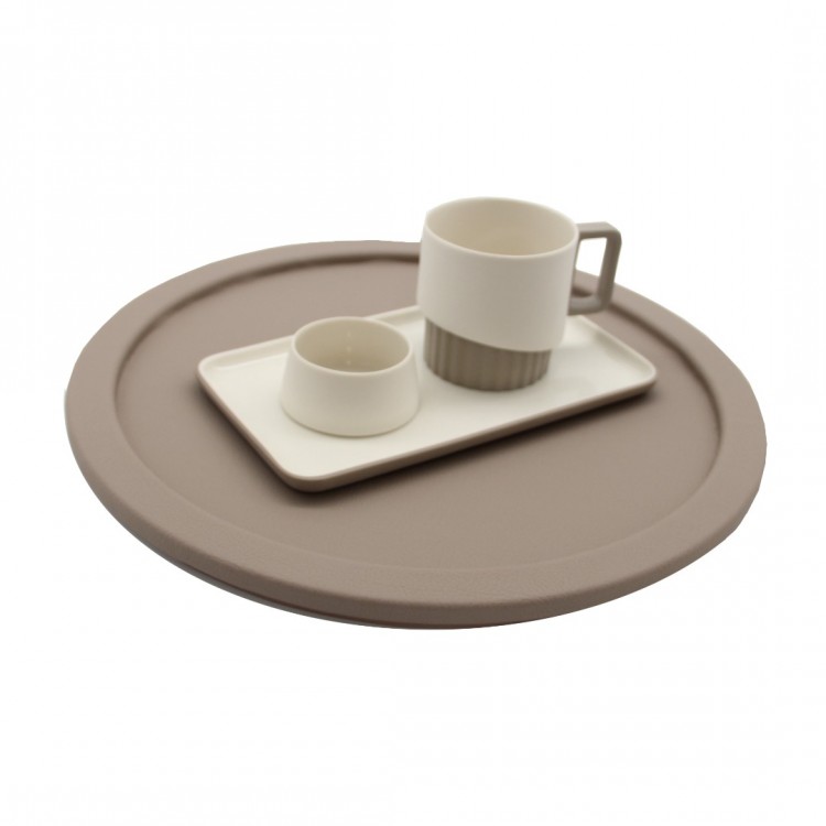 BORDO SPRADLING DERİ YUVARLAK TEPSİ 32cm çap