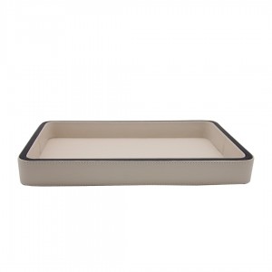 KREM / KAHVE ÇİFT RENK OLYMPIA HAKİKİ DERİ KÜÇÜK BOY TEPSİ 25x36x4