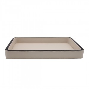 KREM / KAHVE ÇİFT RENK OLYMPIA HAKİKİ DERİ ORTA BOY TEPSİ                                   30x41x5