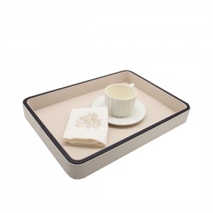 KREM / KAHVE ÇİFT RENK OLYMPIA HAKİKİ DERİ ORTA BOY TEPSİ                                   30x41x5