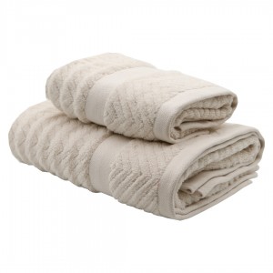 ZİKZAK JAKARLI PURE BONE RENK HAVLU 480GSM 50x90cm