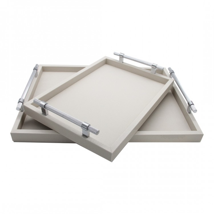 BEYAZ - WHITE RENK  DIAMOND MODEL BÜYÜK BOY DERİ TEPSİ 38x50